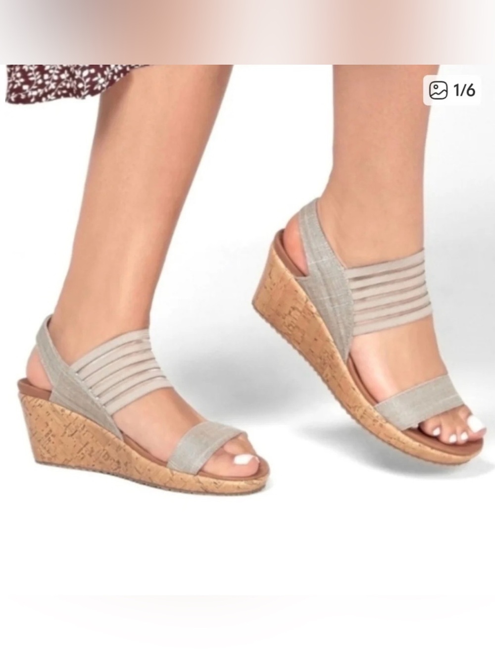 NEW Skechers Beverlee Smitten Kitten Wedge taupe Sandals